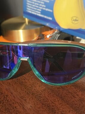 Oakley Teal Frame Purple Lens Sports Sunglasses